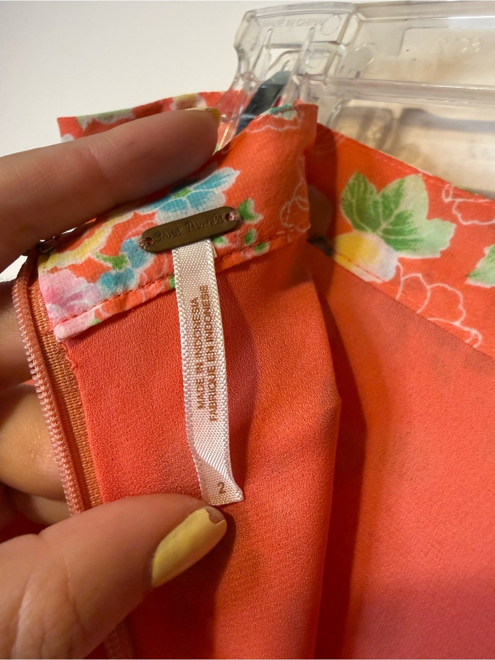 Free People Coral Floral Chiffon Flowy 2" Shorts Skort Size 2 Bohemian - Picture 6 of 7